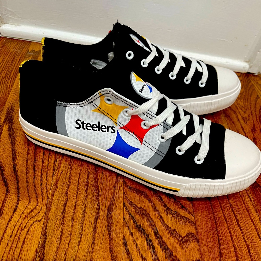 New Pittsburg Steelers Men's FOCO  Low Top Canvas Sneakers Size 10 Black Yellow